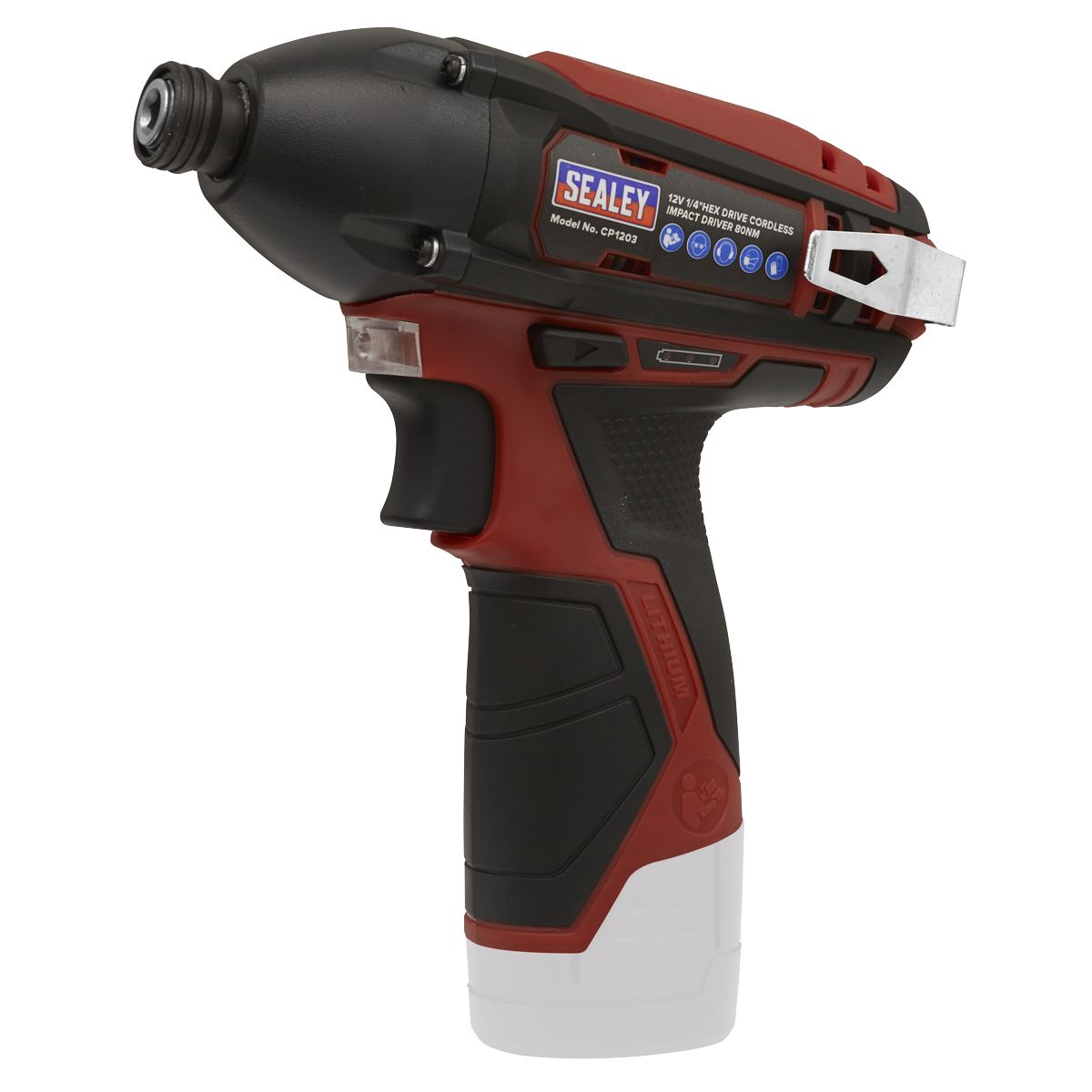 Sealey Cordless Impact Driver 1/4"Hex Dr 80Nm 12V Li-ion- Body Only CP1203