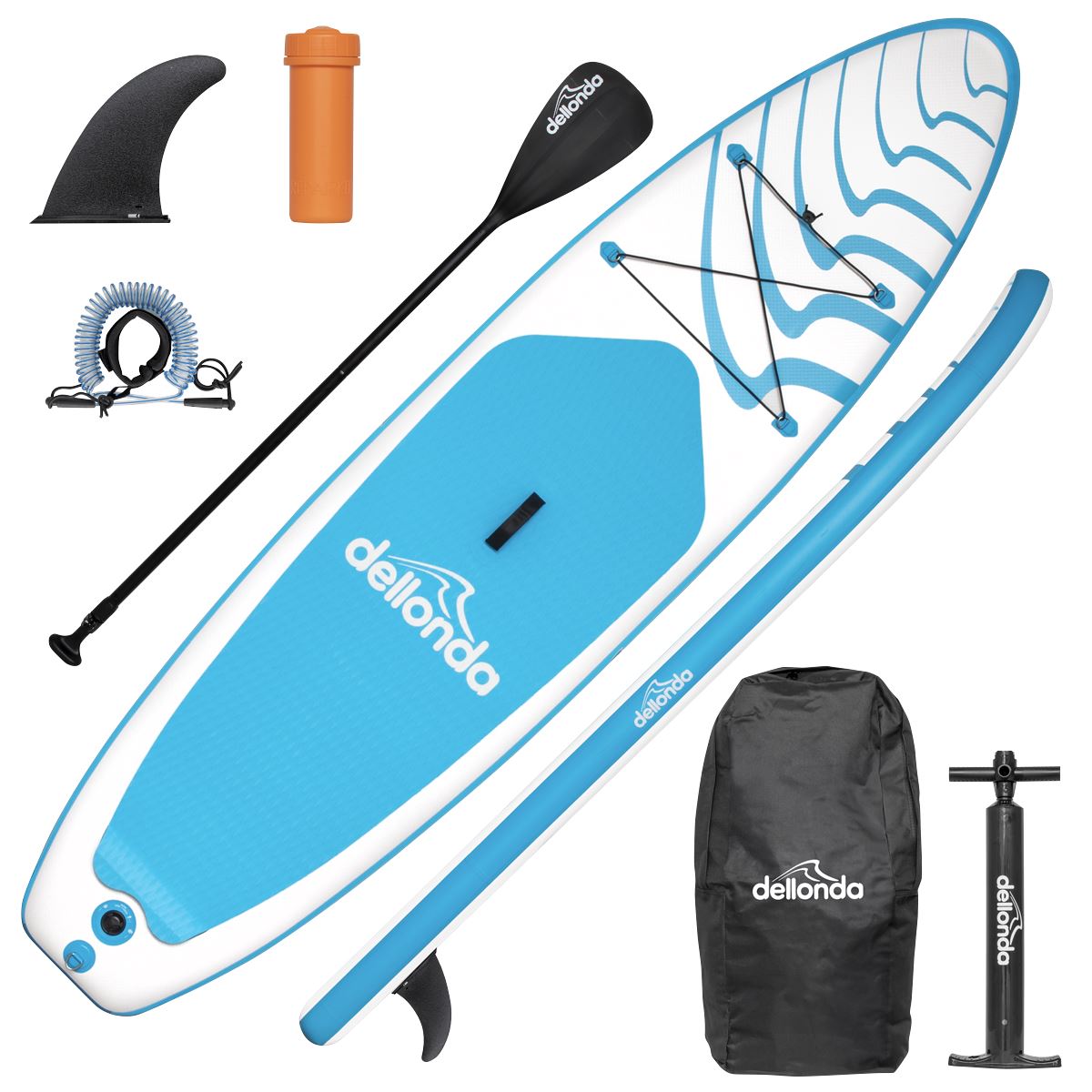 Dellonda Inflatable Stand Up Paddle Board 10'6" - Blue/White DL152