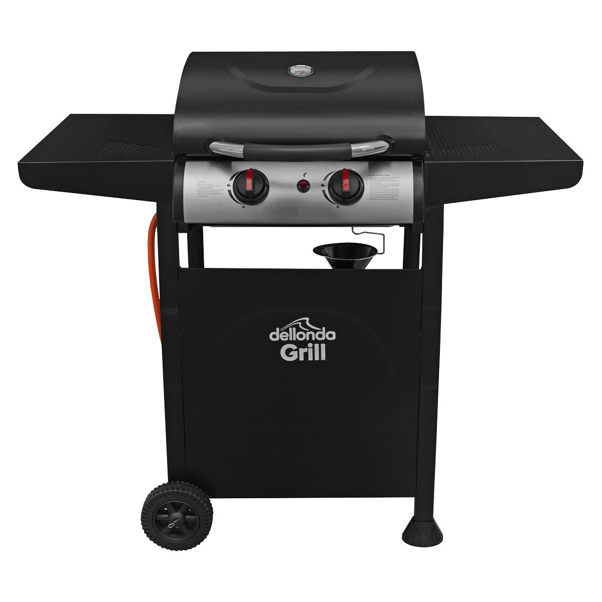 Dellonda 2 Burner Gas BBQ Grill with Ignition & Thermometer - Black/Stainless Steel DG13