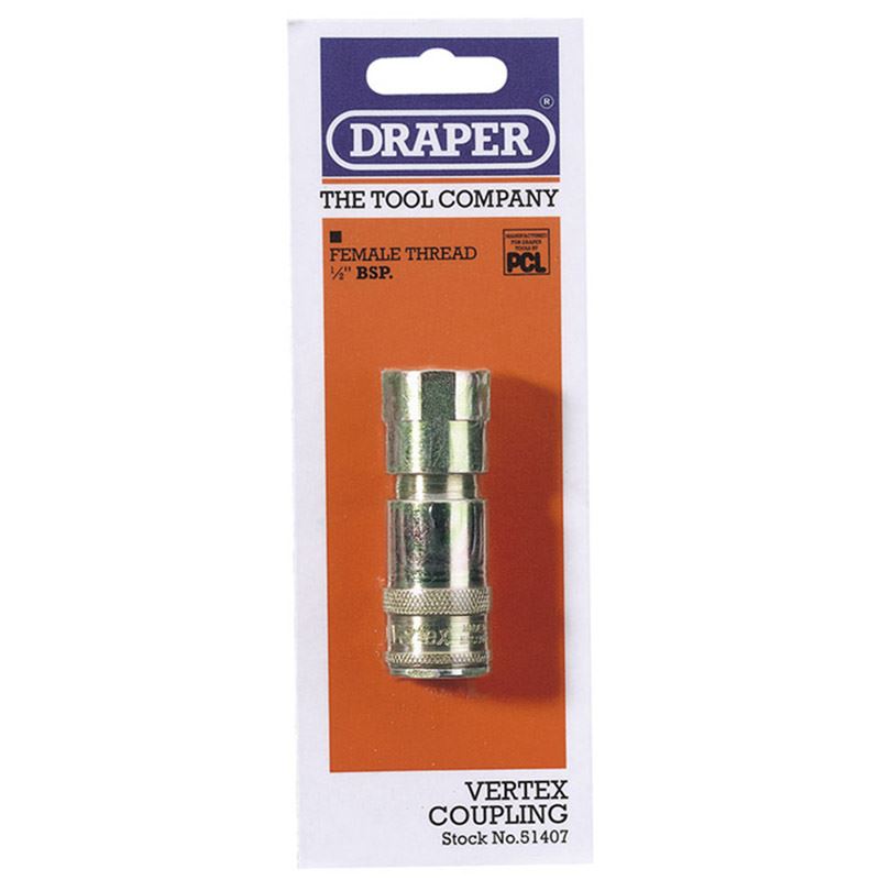 Draper 1x 1/2" BSP Taper Female Thread Vertex Air Coupling Professional Tool