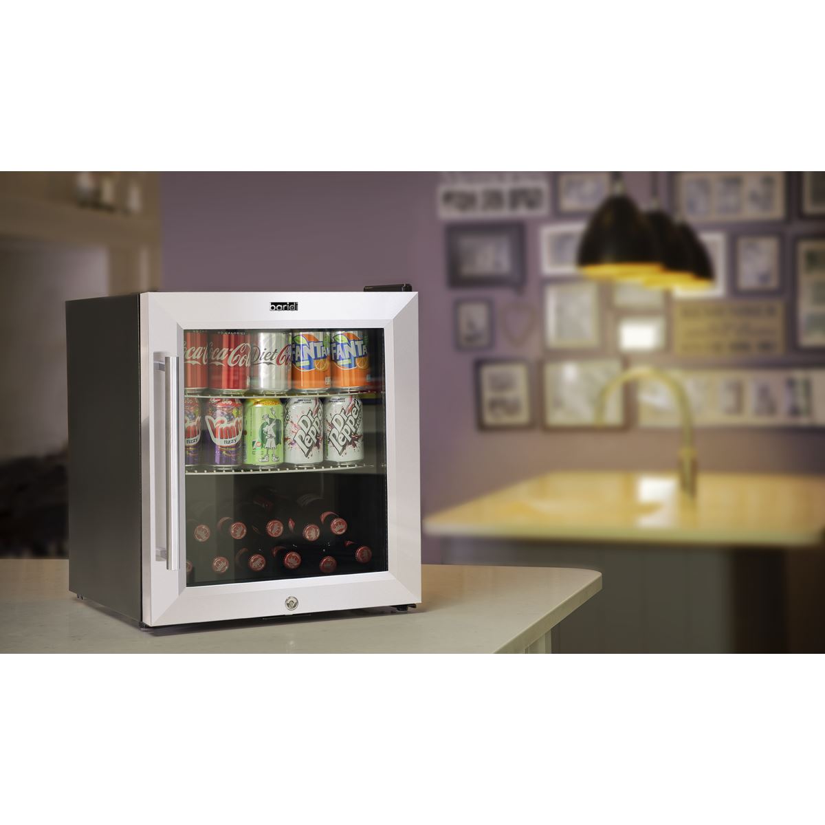 Baridi 50L Tabletop Drinks Fridge, Mini Beer Cooler, Glass Door, Stainless Steel DH75