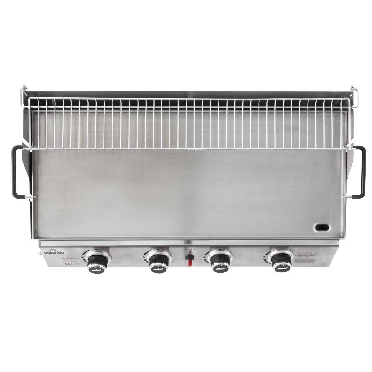 Dellonda 4 Burner Stainless Steel Portable Gas Plancha with Warming Rack 10kW