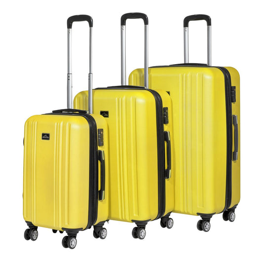 Dellonda 3-Piece ABS Luggage Set with Integrated TSA Approved Combination Lock - Yellow - DL124 DL124