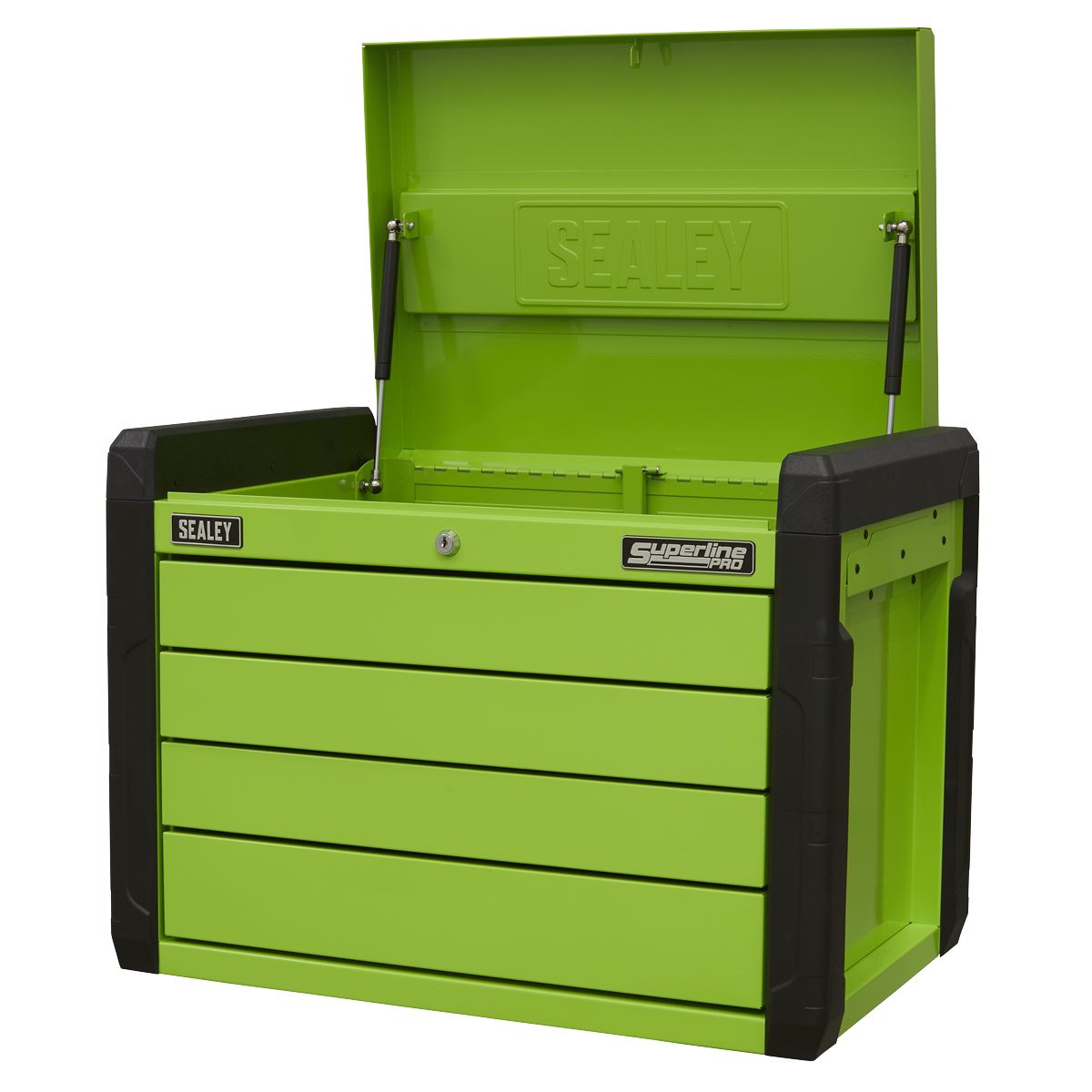 Sealey 4 Drawer Push-to-Open Topchest with Ball-Bearing Slides - Hi-Vis Green APPD4G