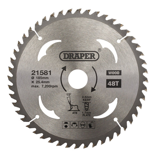 Draper Tct Saw Blade 185mm 48T Wood SBW5