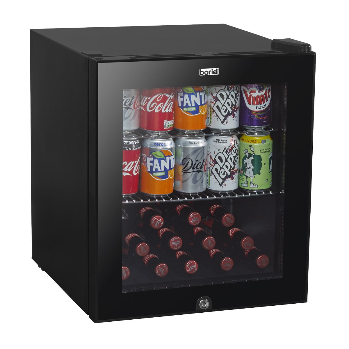 Baridi 50L Table Top Beer & Drinks Mini Fridge with Light 3-10�C - Black & Glass DH12