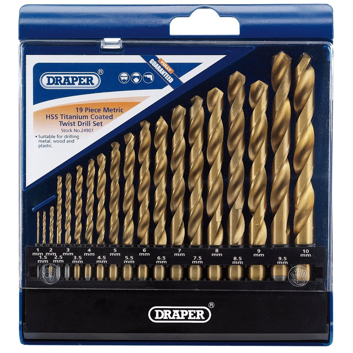 HALFORDS 19 Piece HSS Titanium Coated Drill Set LIKE Draper new