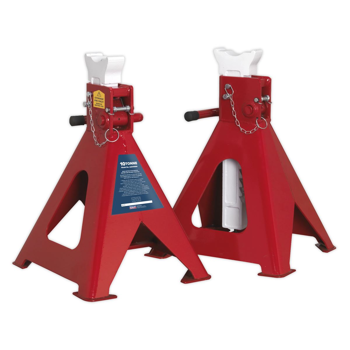 Sealey Axle Stands (Pair) 10t Capacity per Stand Auto Rise Ratchet AAS10000