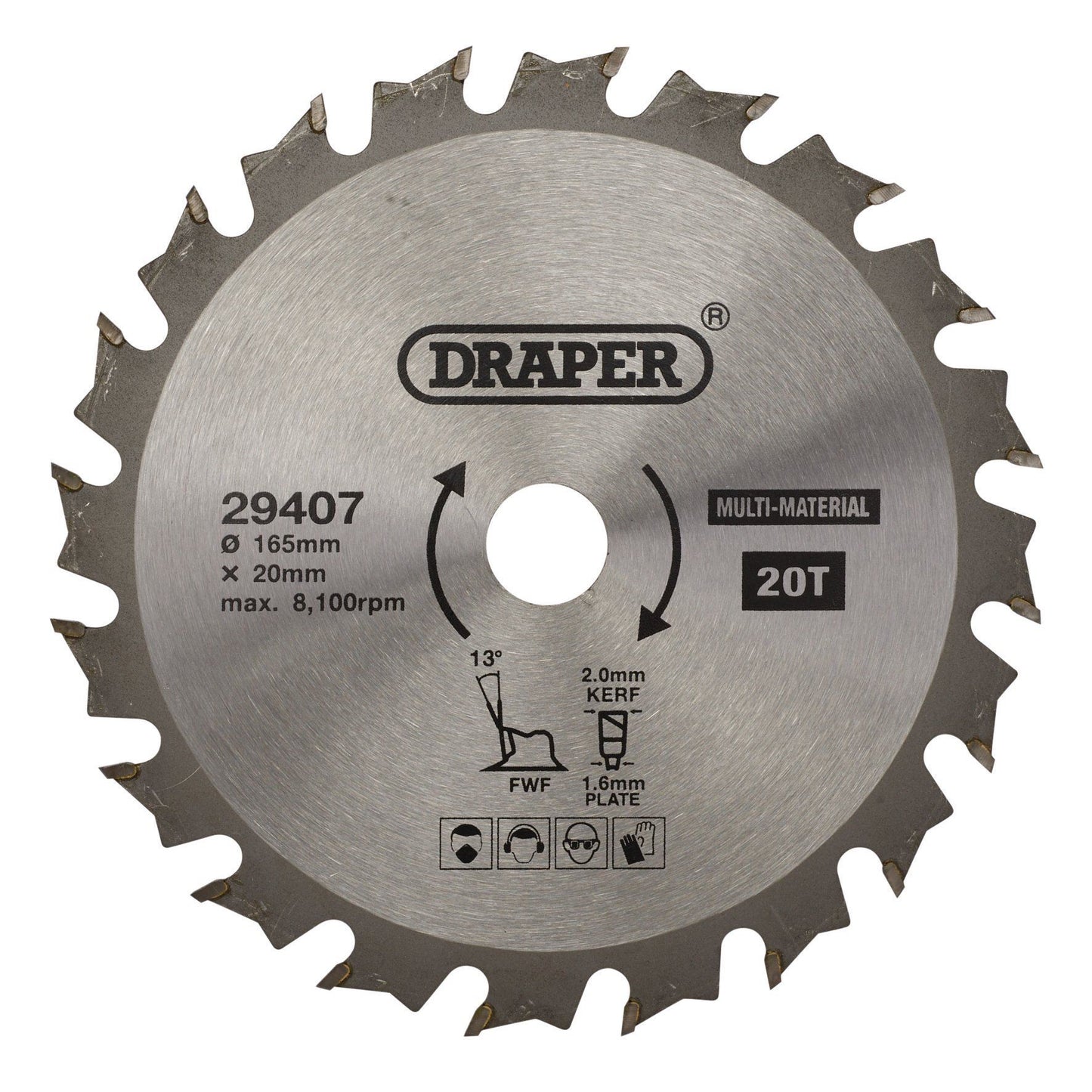 Draper Tct Saw Blade 165mm 20T Multi SBM2