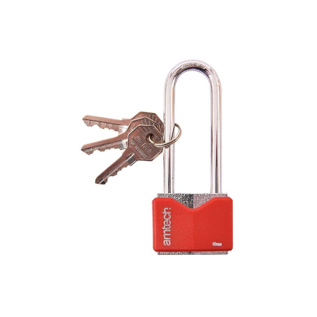 Amtech 40mm Long Shackle Rhombic Chrome Plated Iron Padlock - T0707