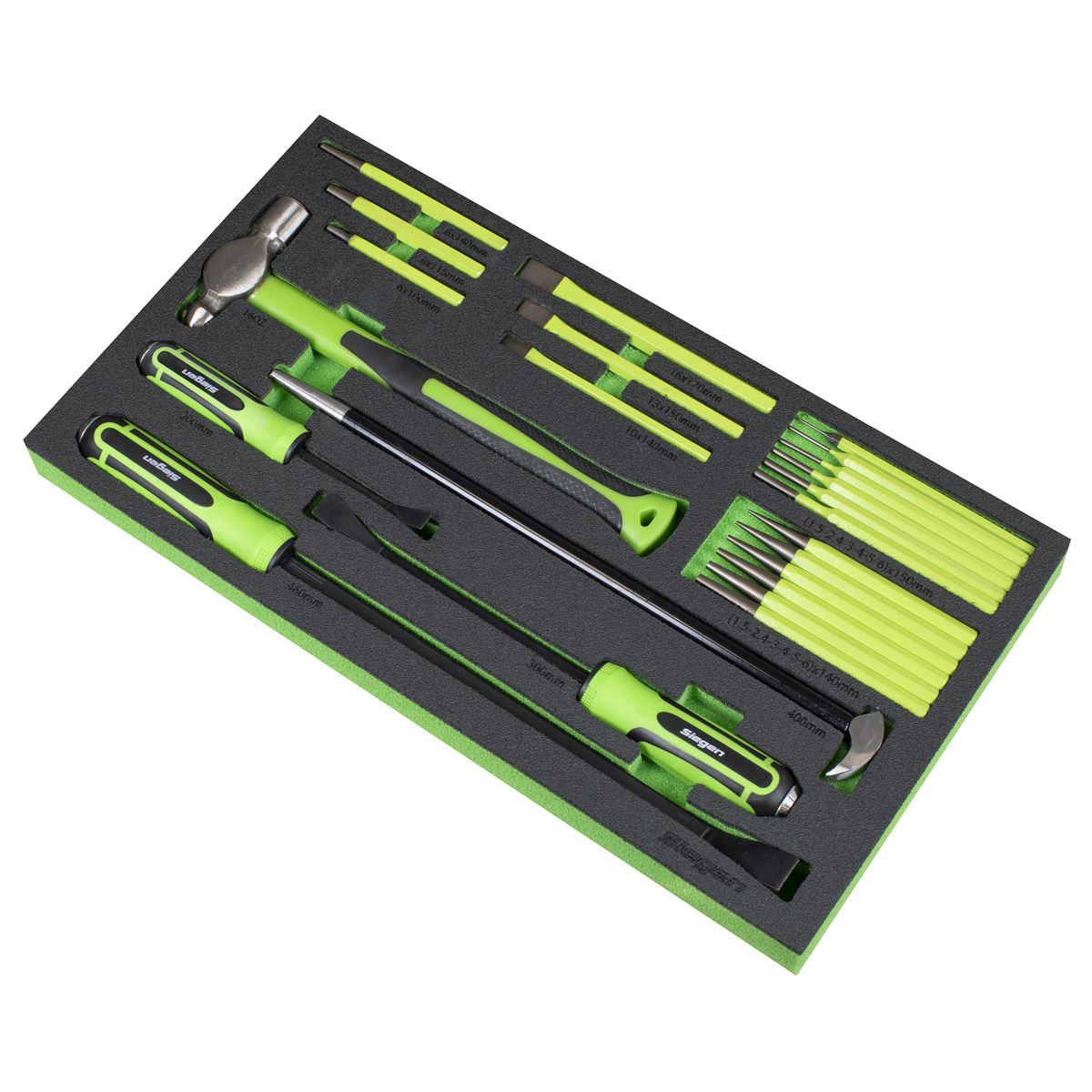 Sealey Siegen Tool Tray with Pry Bar, Hammer & Punch Set 23pc S01279