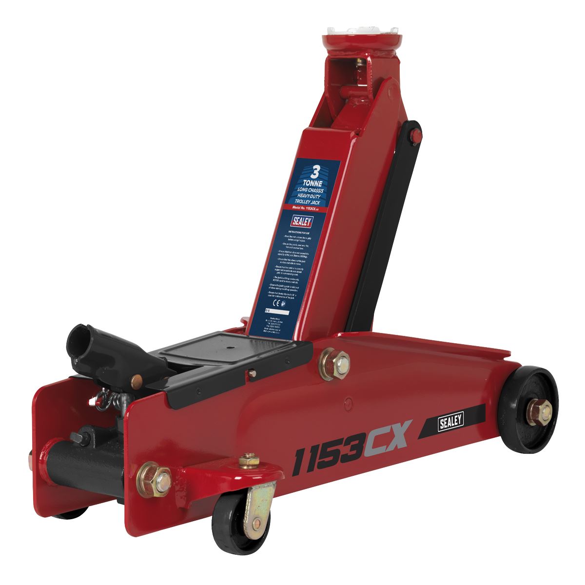 Sealey Trolley Jack 3 tonne Long Chassis Heavy-Duty 1153CX