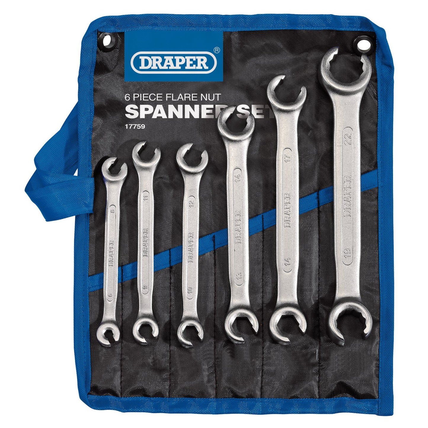 Draper 6 Piece Flare Nut Spanner Wrench Set Brake Fuel Gas Pipe 6mm-22mm 17759