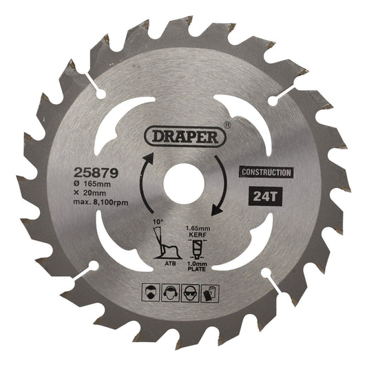 Draper Tct Saw Blade 165mm 24T Cons SBC2