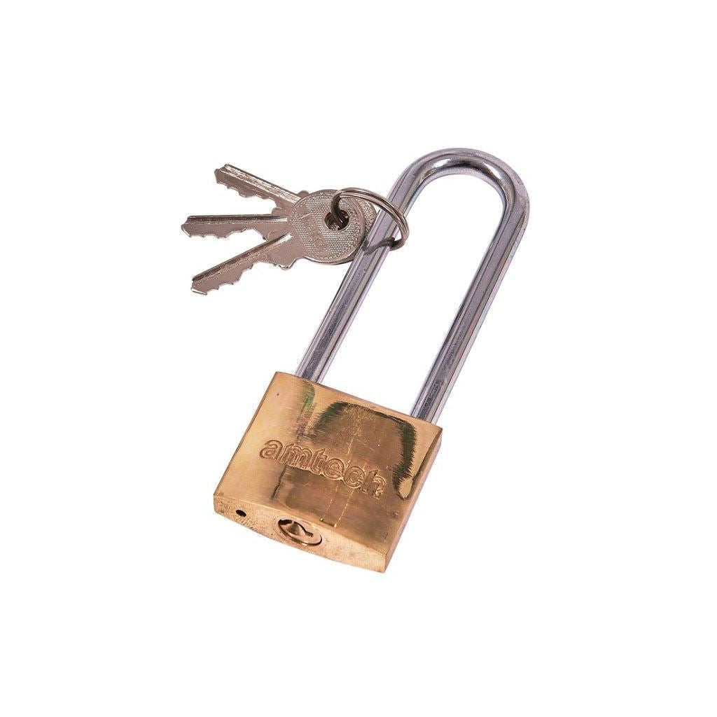 Amtech 38mm Long Shackle Brass Padlock - T1500C