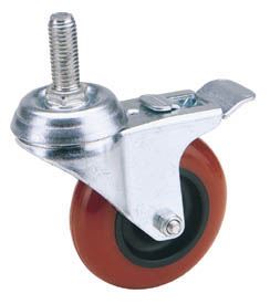 Draper 1x 100mm Diam Swivel Bolt Fixing Polyurethane Wheel & Brake S.W.L. 125kg - 65521