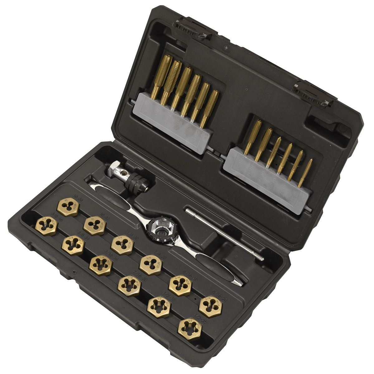 Sealey Premier Hexagonal Tap & Die Set 26pc Hexagonal - SAE/Imperial - Titanium Coated