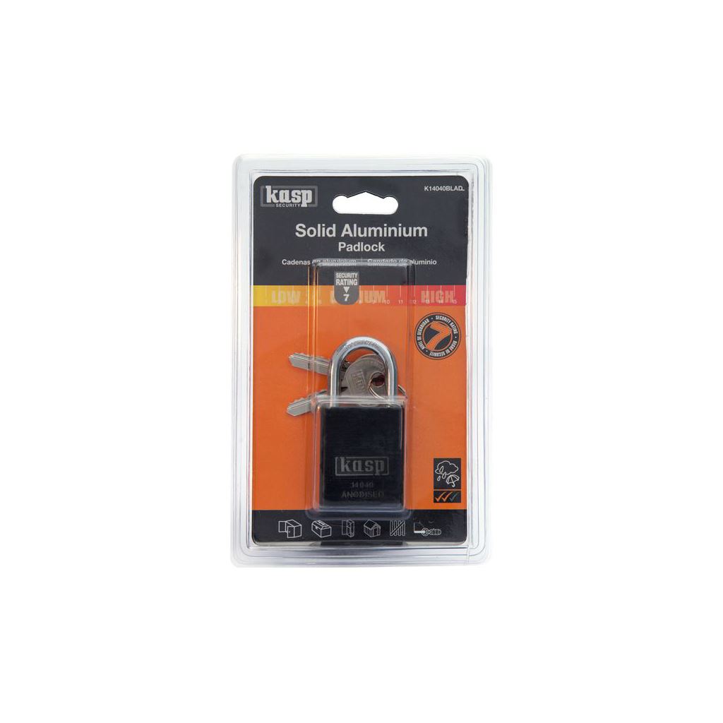 Kasp Aluminium Padlock 38mm Black K14040BLAD