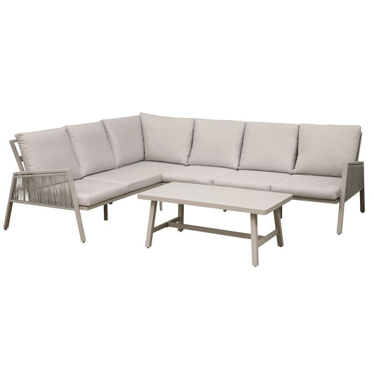 Dellonda Fusion 4 Piece Outdoor Garden Corner Sofa & Coffee Table Set, Aluminium DG57