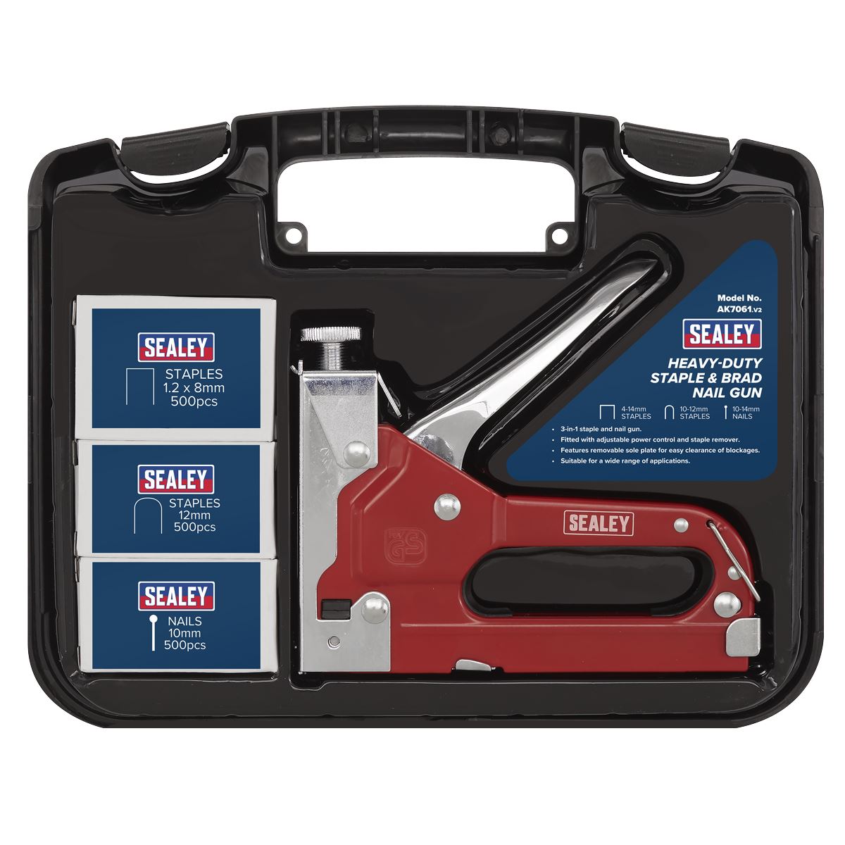 Sealey Staple & Brad Nail Gun Heavy-Duty 4-14mm AK7061