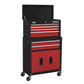 Sealey American Pro Topchest & Rollcab Combination 6 Drawer with Ball-Bearing Slides - Red/Black & 170pc Tool Kit AP22RCOMBO