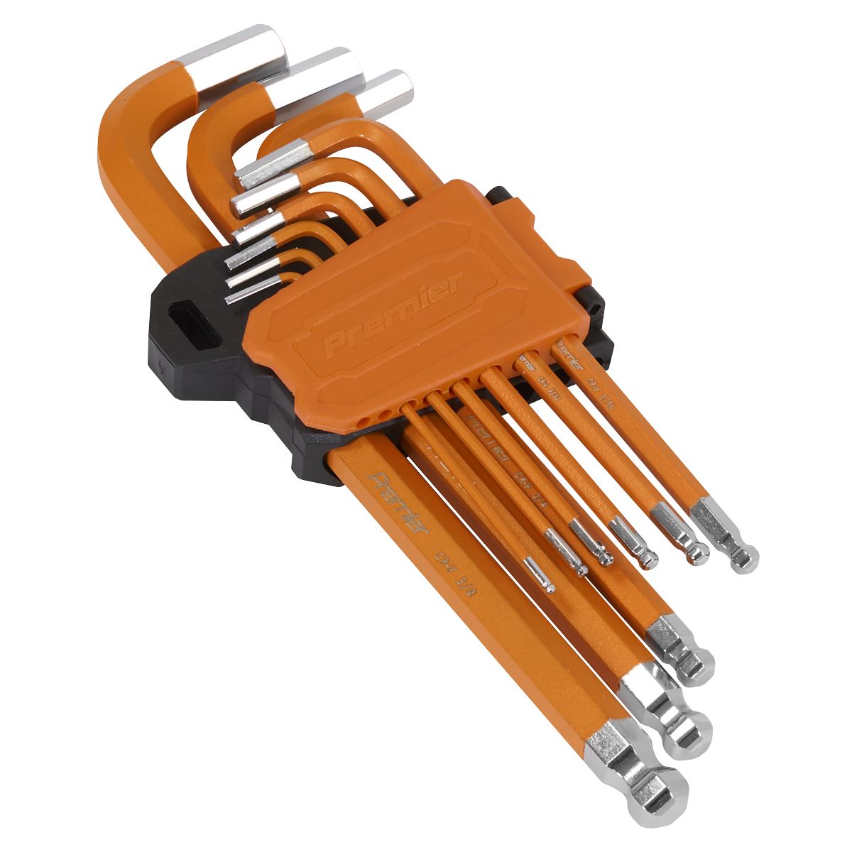 Sealey Premier Hex Key Set Long Ball-End 9pc - Imperial AK71750