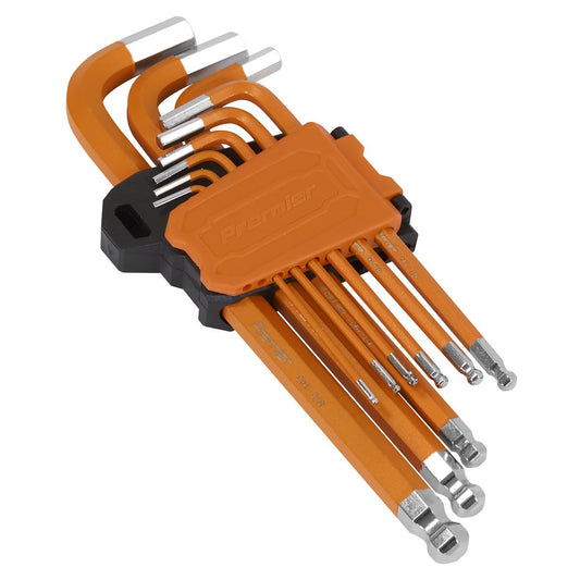 Sealey Premier Hex Key Set Long Ball-End 9pc - Imperial AK71750