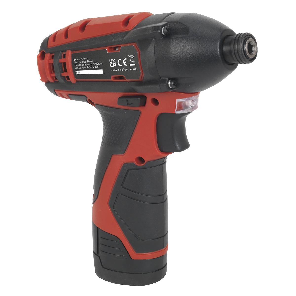 Sealey Cordless Impact Driver 1/4"Hex Dr 80Nm 12V Li-ion- Body Only CP1203