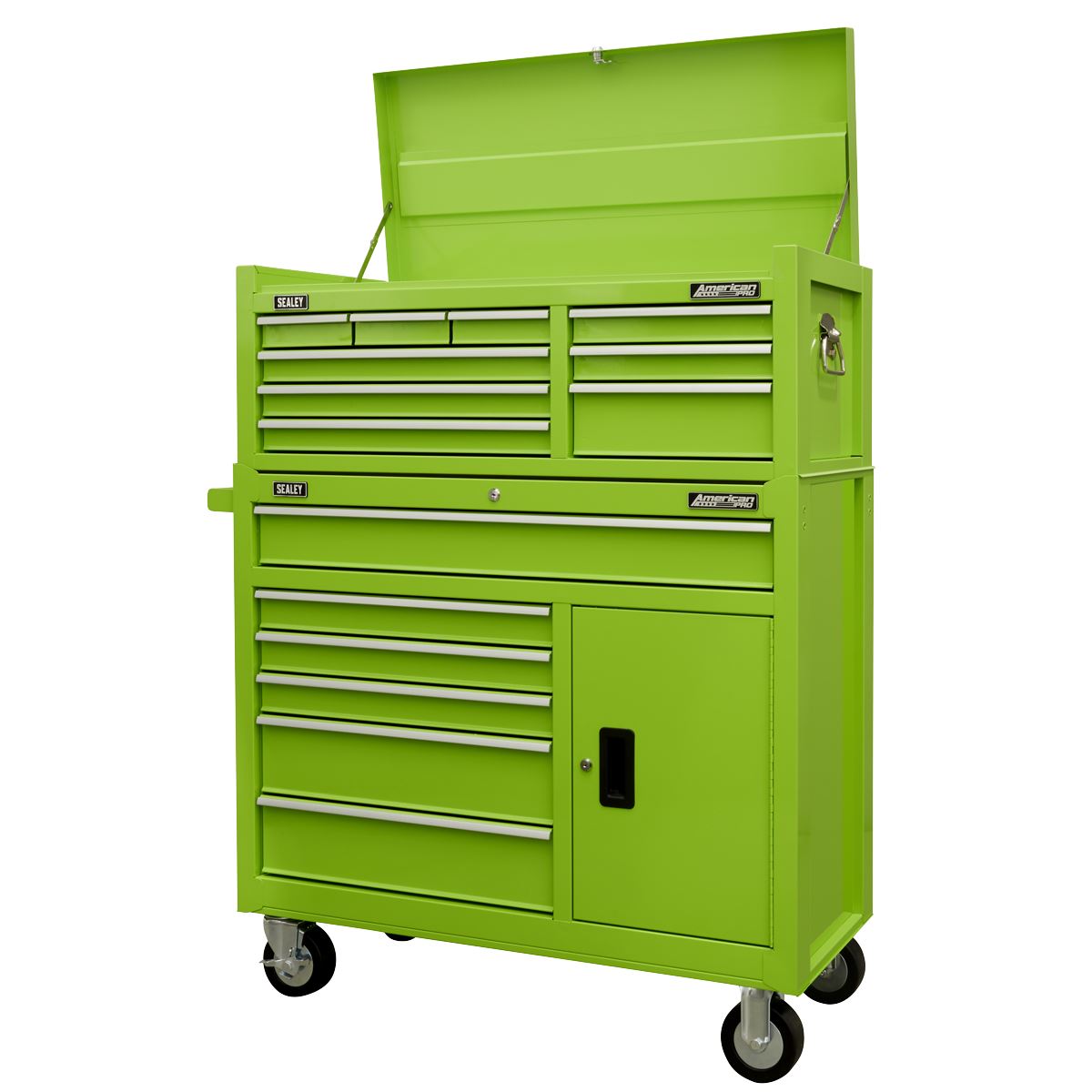 Sealey Topchest & Rollcab Combination 15 Drawer with Ball-Bearing Slides - Green AP41STACKHV