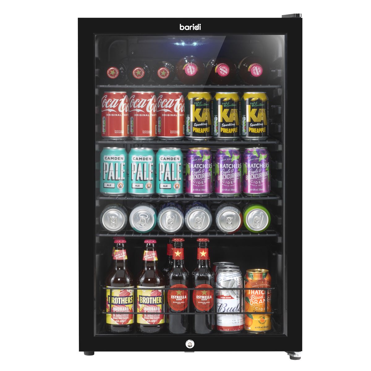 Sealey Baridi 115L Under Counter Beer, Drinks & Wine Fridge, Lock, LED Light DH223