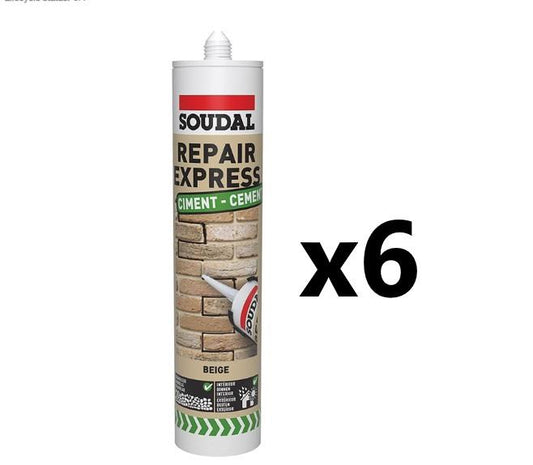 Soudal 6x Repair Express Cement - BEIGE (290ml)