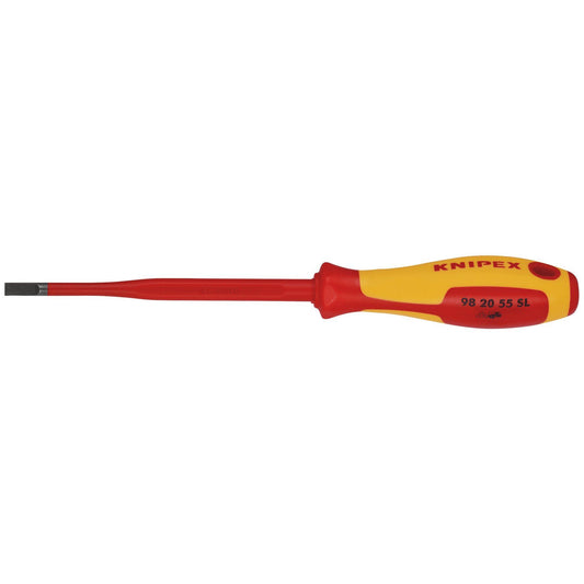 KNIPEX 98 20 55 SL VDE Insulated Slotted Screwdriver, 5.5 x 100mm - Slim