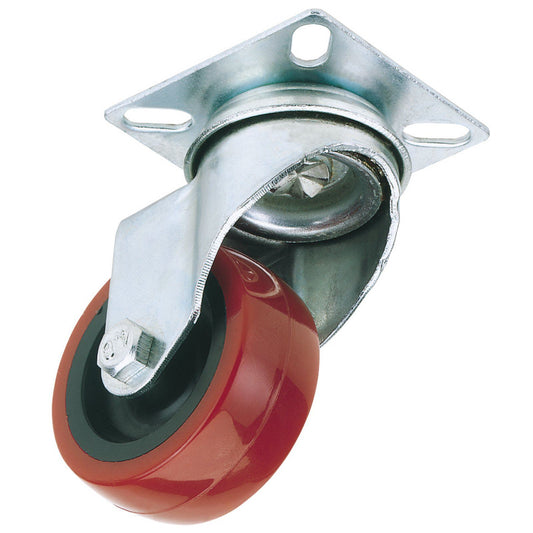 Draper 65508 50mm Dia. Swivel Plate Fixing Polyurethane Wheel - S.W.L. 50Kg