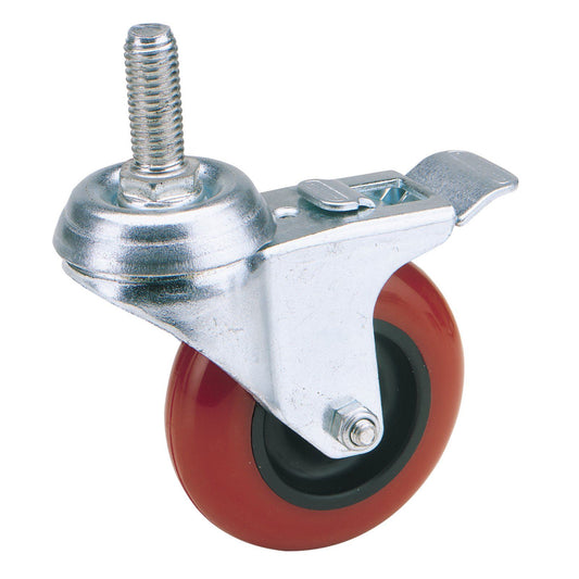 Draper 75mm Dia. Swivel Bolt Fixing Polyurethane Wheel with Brake - S.W.L. 70Kg - 65516