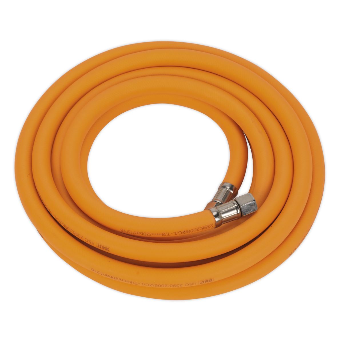 Sealey Air Hose 5m x 8mm Hybrid High-Visibility 1/4"BSP Unions AHHC5