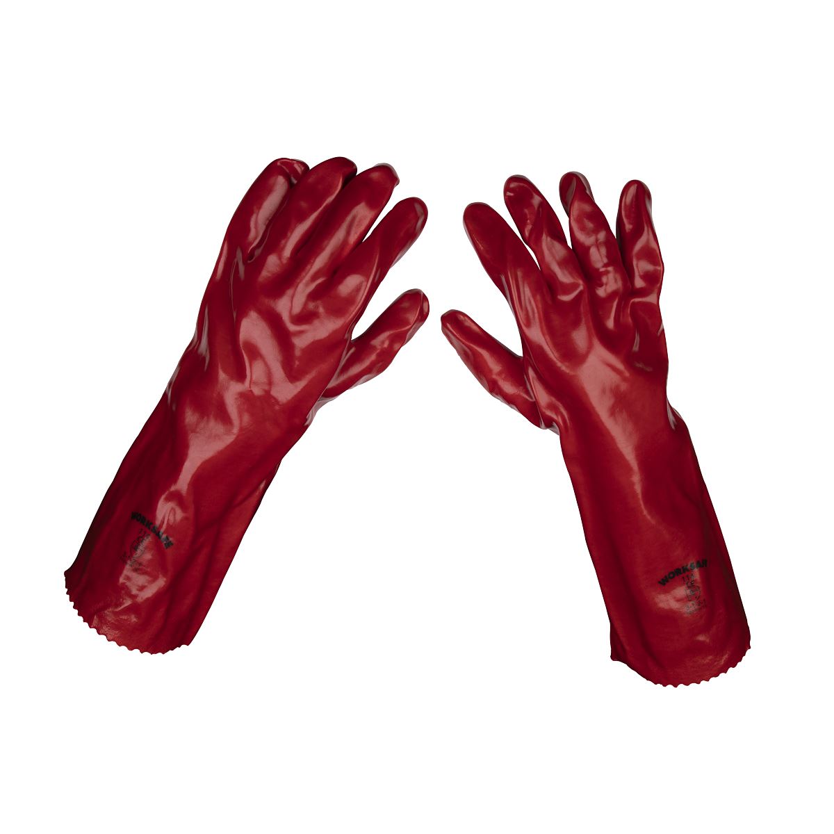 Sealey Red PVC Gauntlets 450mm - Pack of 12 Pairs 9114/12