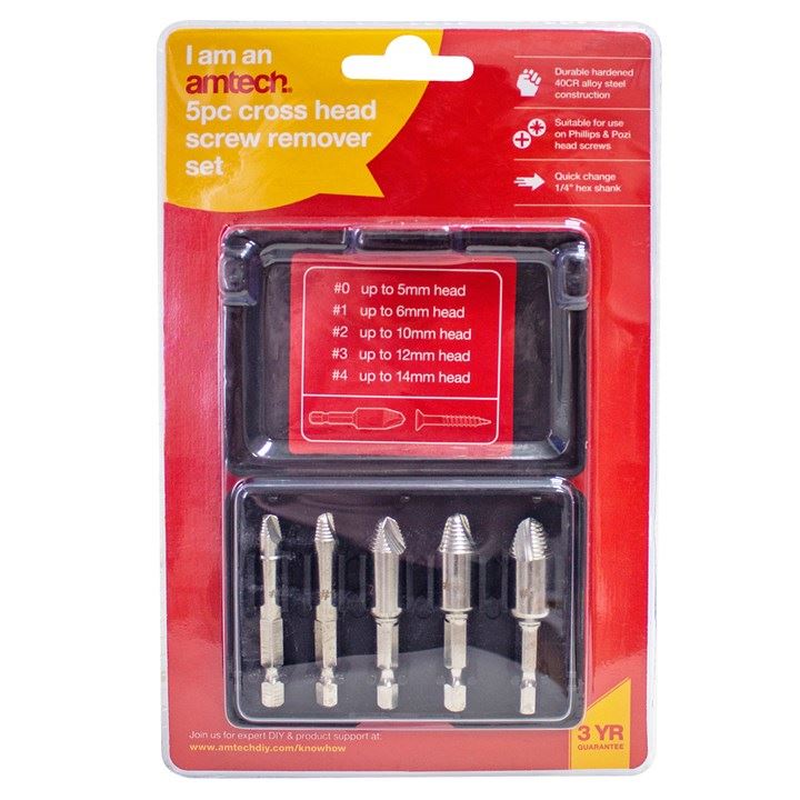 5 Piece Damaged Cross Head Screw Extractor Stud Remover Removal Tool Easy Out - S0905