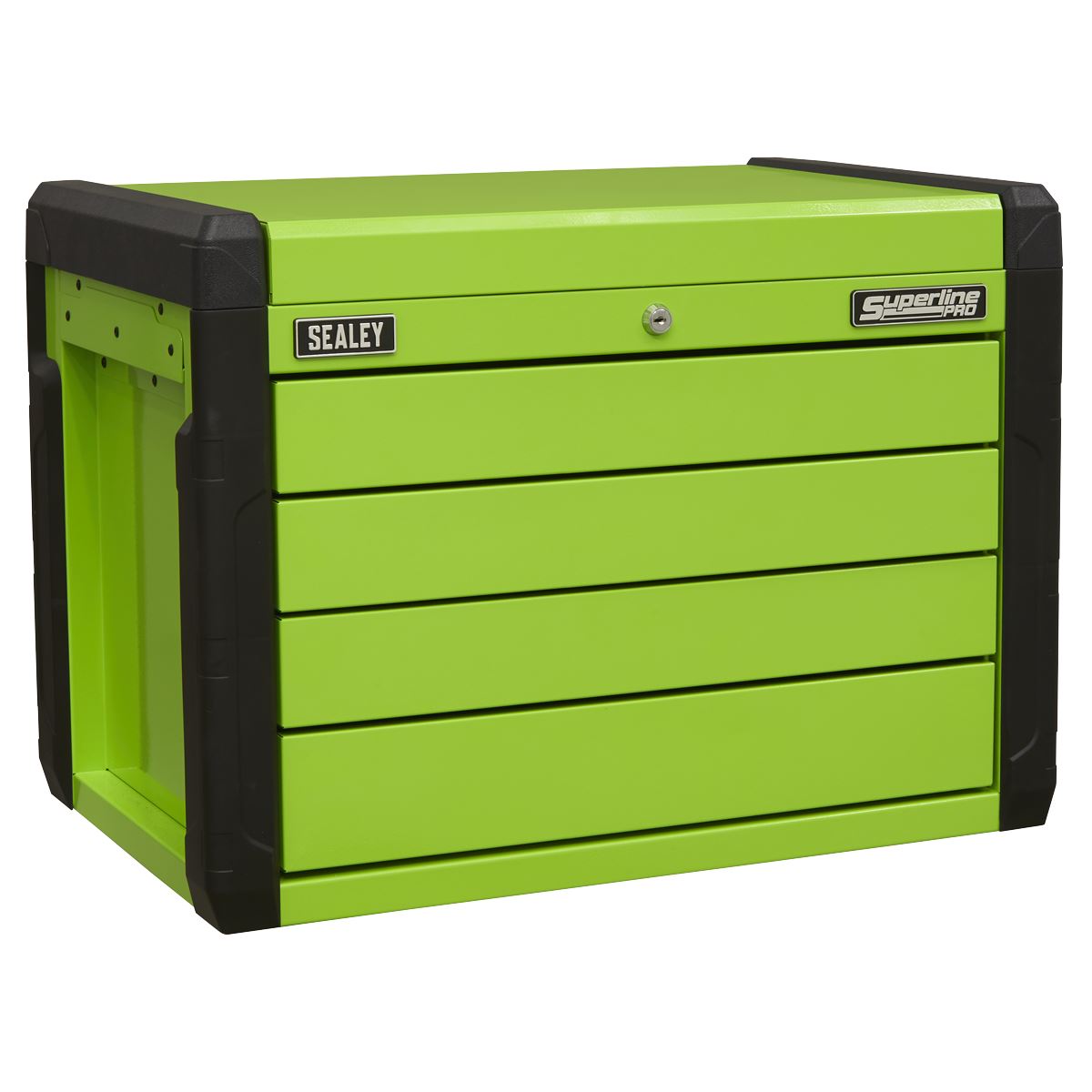 Sealey 4 Drawer Push-to-Open Topchest with Ball-Bearing Slides - Hi-Vis Green APPD4G