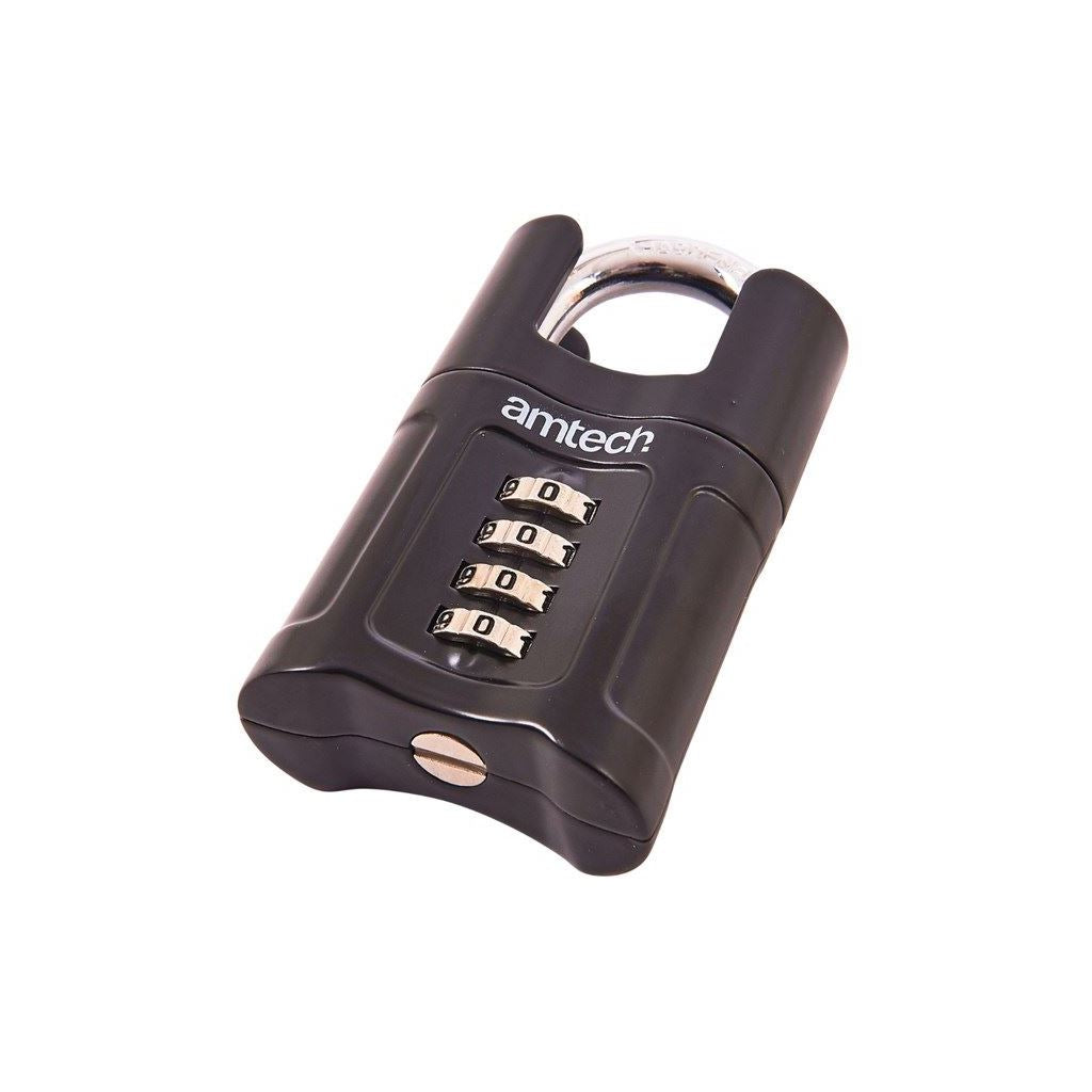 Amtech 50mm 4 Digit Combination Padlock Hardened Steel Lock Security Garage Door - T1147