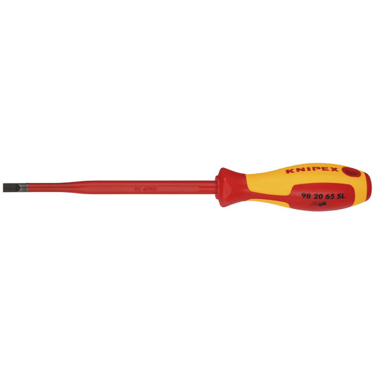 KNIPEX 98 20 65 SL VDE Insulated Slotted Screwdriver, 6.5 x 150mm - Slim