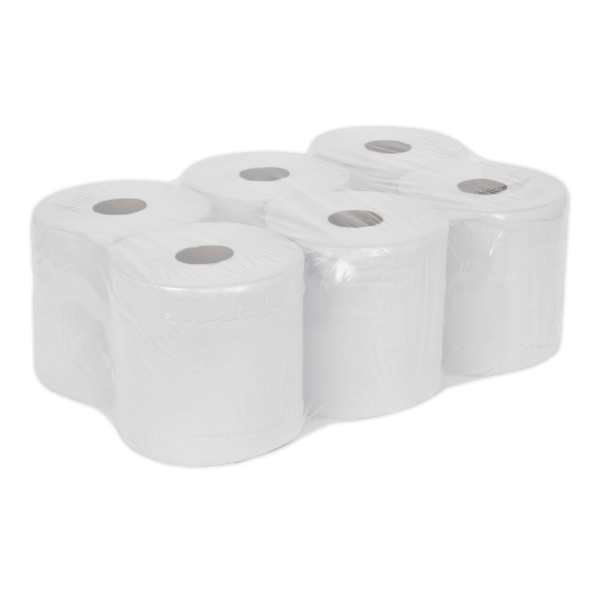 Sealey Paper Roll White 2-Ply Embossed 150m Pack of 6 WHT150