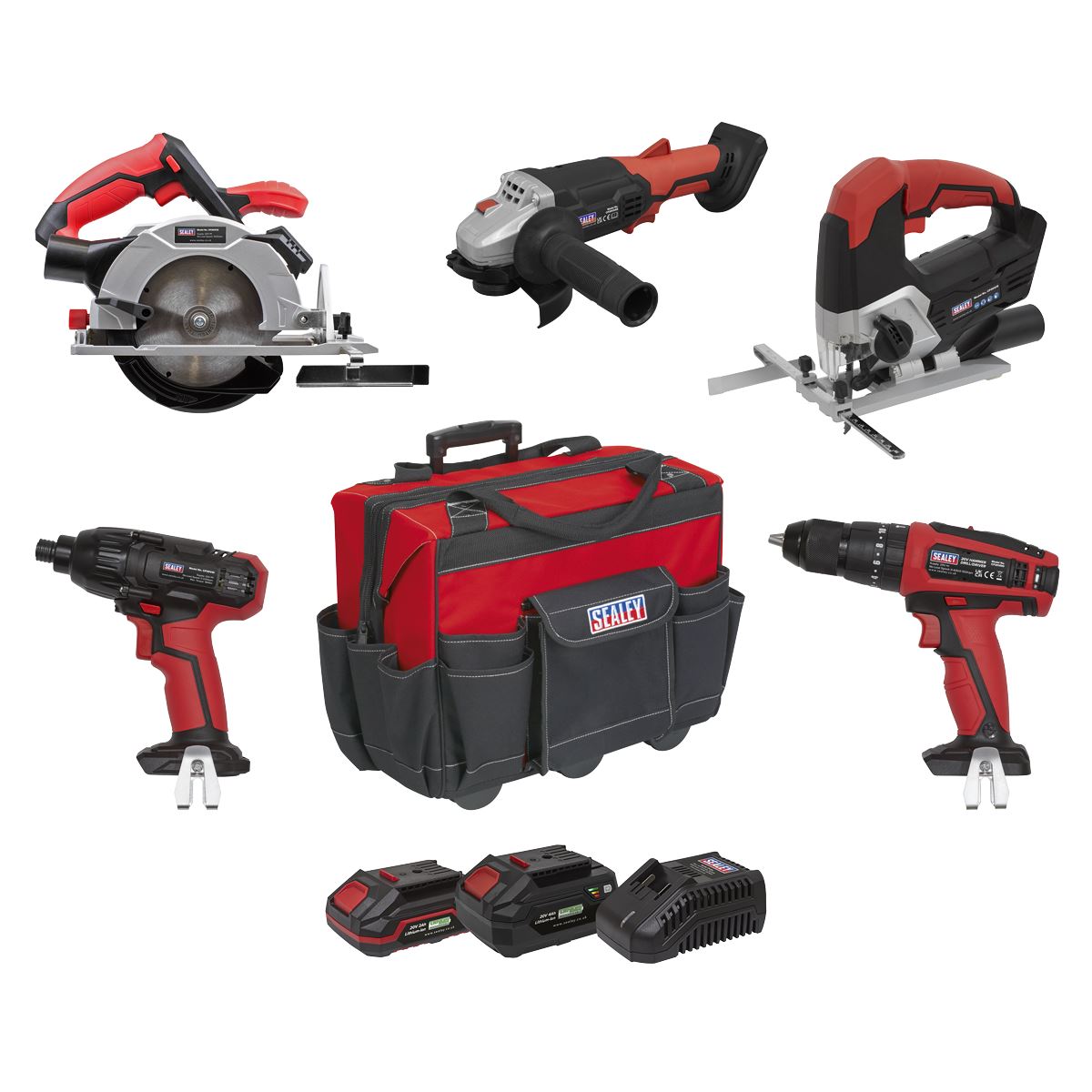 Sealey 5 x 20V SV20 Series Cordless 5 Tool Combo Kit - 2 Batteries CP20VCOMBO13