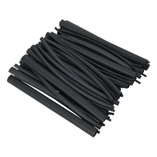 Sealey Heat Shrink Tubing Assortment 72pc Blk Adhesive Lined 200mm HSTAL72B