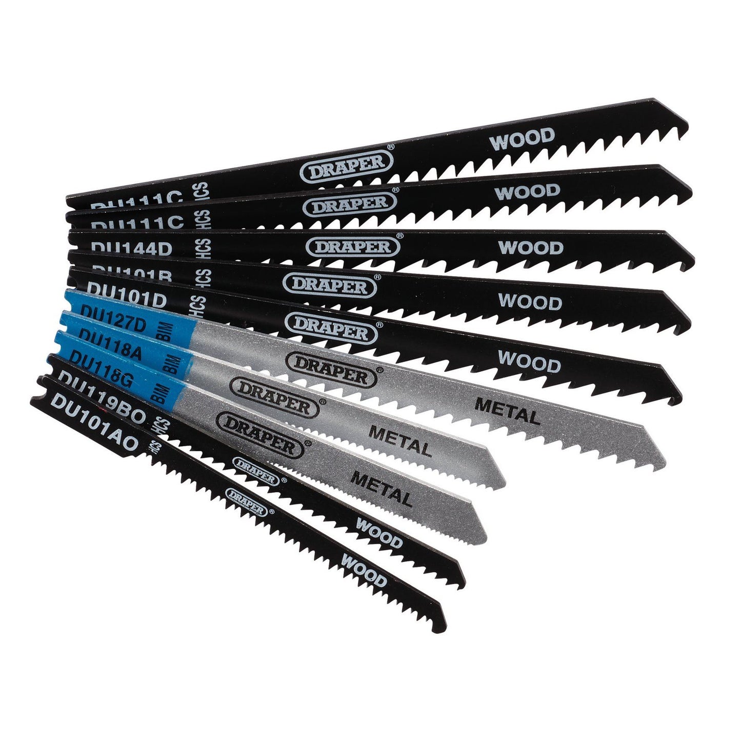 Draper 10Pc J/S Blade Set U Shank JSBCU10B