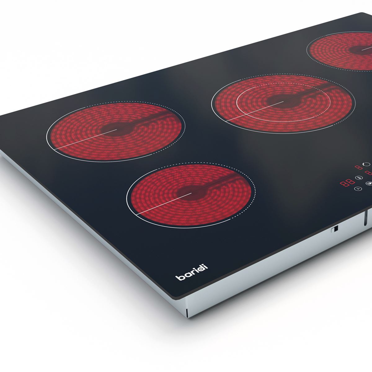 Baridi 77cm Built-In Ceramic Hob, 5 Cooking Zones, Black Glass, Touch Controls