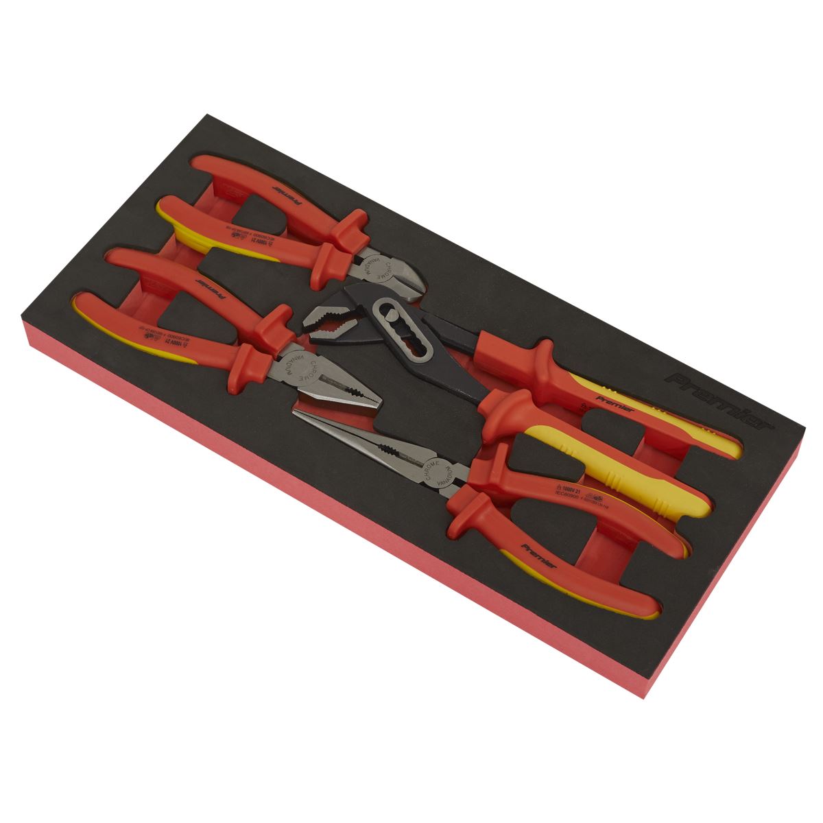 Sealey Insulated Pliers Set 4pc with Tool Tray - VDE Approved TBTE07