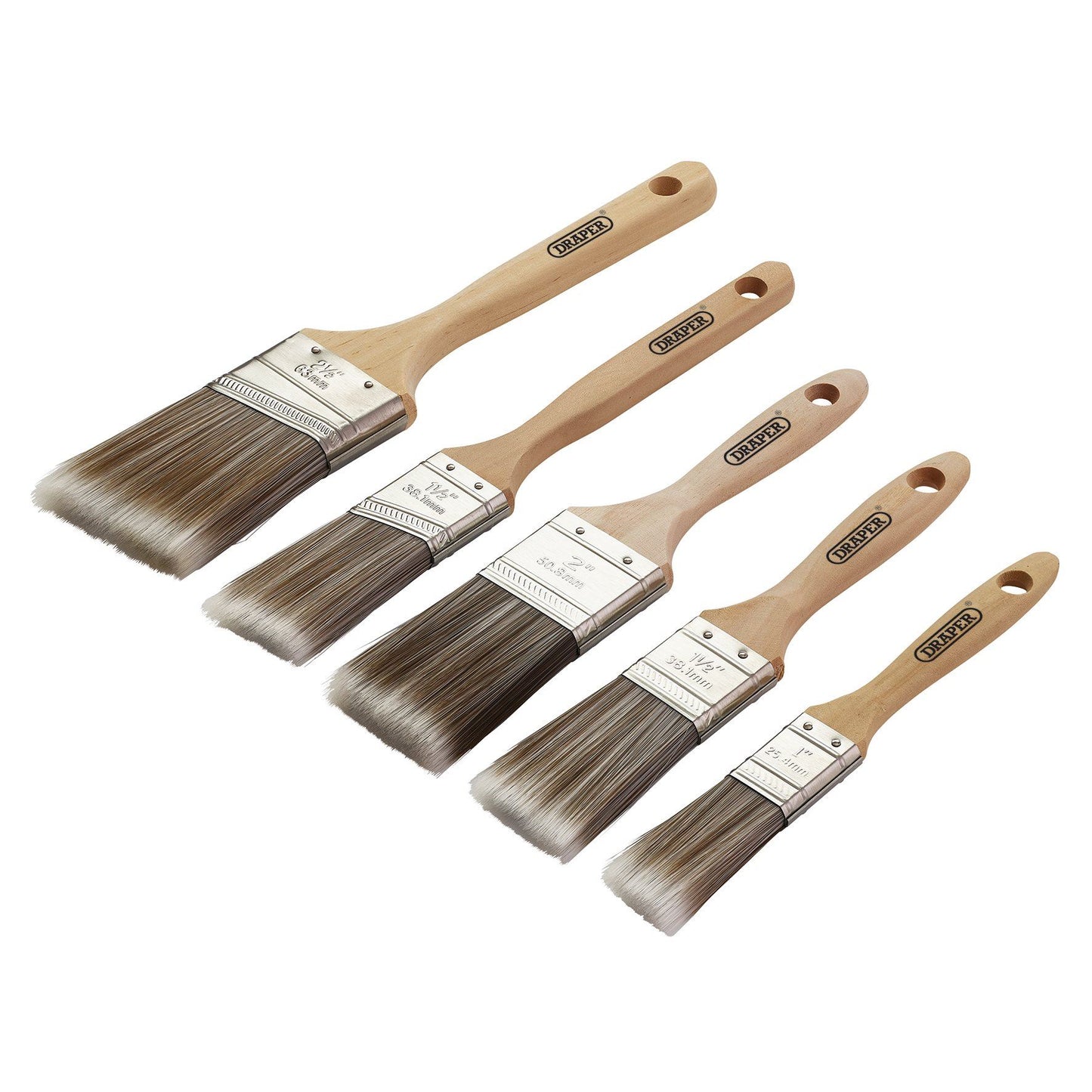 Draper Wood Handle Paint Brush Set (5 Piece)