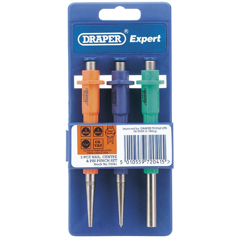 Draper 72041 NAILSET, CENTRE PUNCH AND PIN PUNCH SET (3 PIECE)