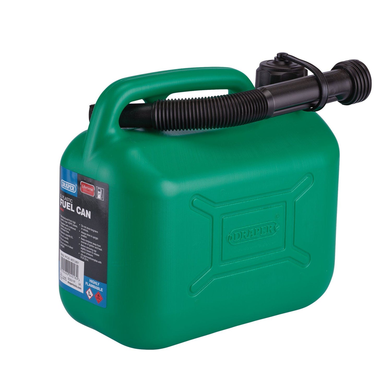 Draper Plastic Fuel Can - 5L - Green PFC05