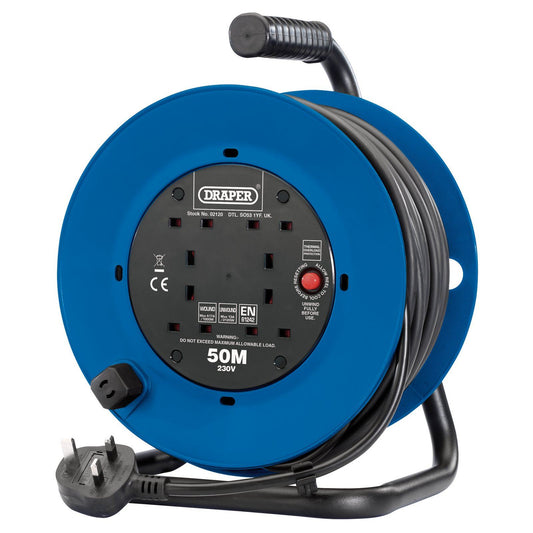 Draper 02120 Industrial Four Socket Cable Reel 50m (240V)